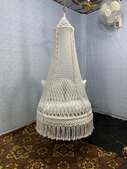 Macrame Swing Jhula In White Colour