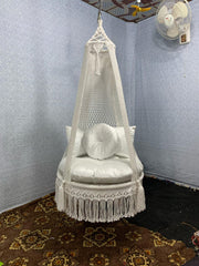 Macrame Swing Jhula In White Colour