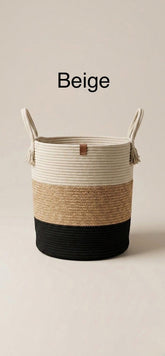 Handwoven Jute Cotton Rope Laundry and Storage Basket