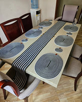 Handmade Table Mat Set White and Black