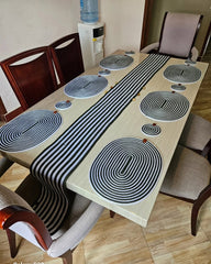 Handmade Table Mat Set White and Black