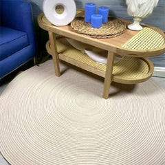 Cotton Rope Round Rug – Minimalist Area Rug for Living Room, Bedroom, or Office