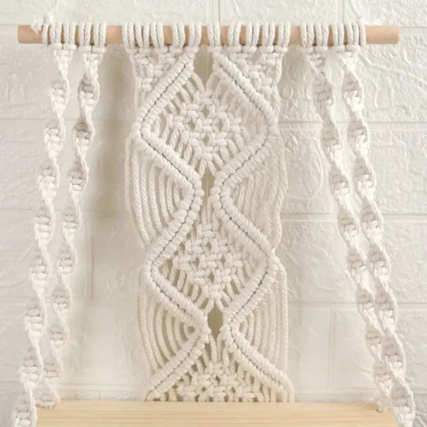 Handmade Macrame Wall Hanging Shelf Planter in Off White by Knots Interior