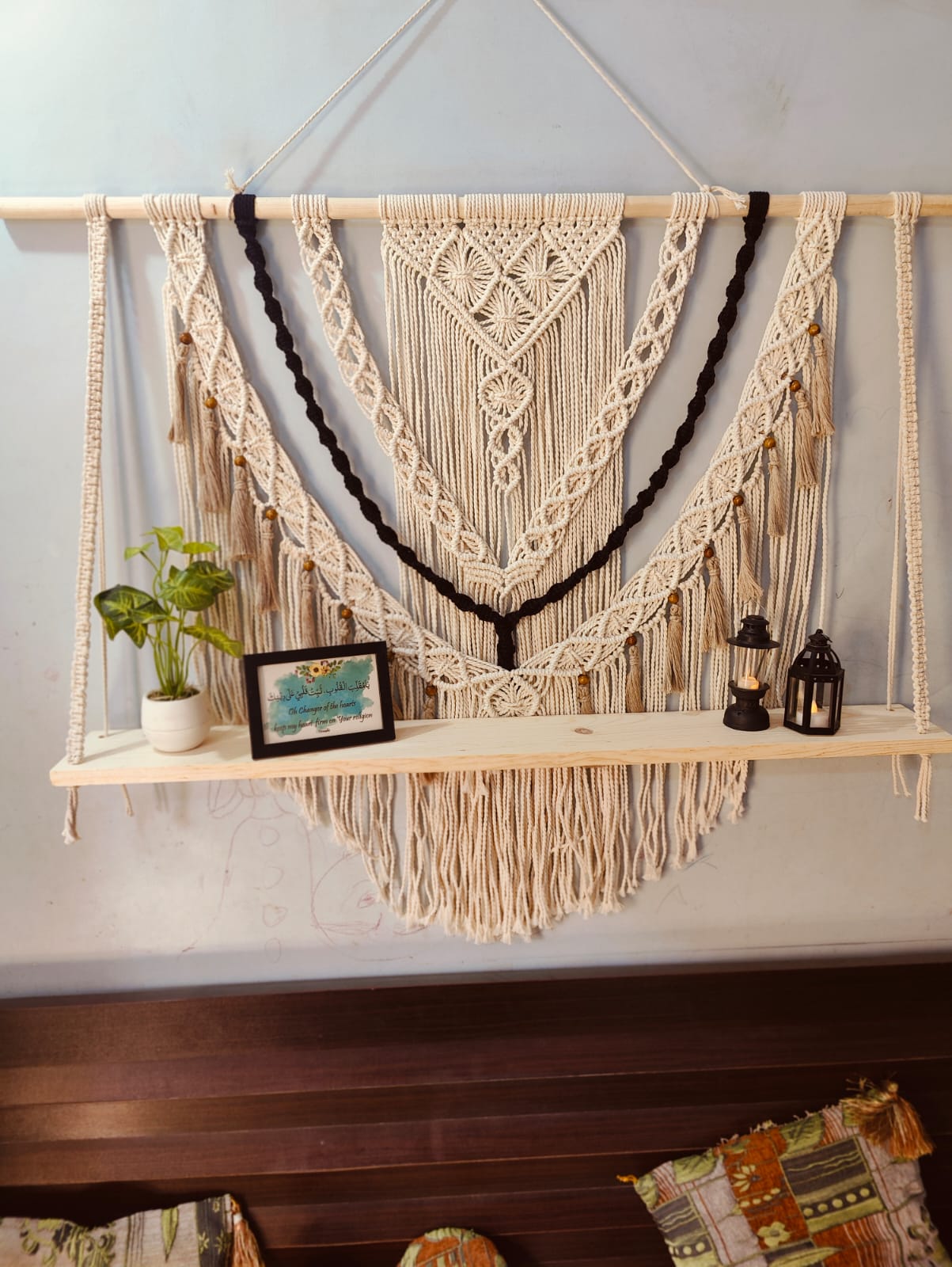 Natural Macrame Wall Shelf