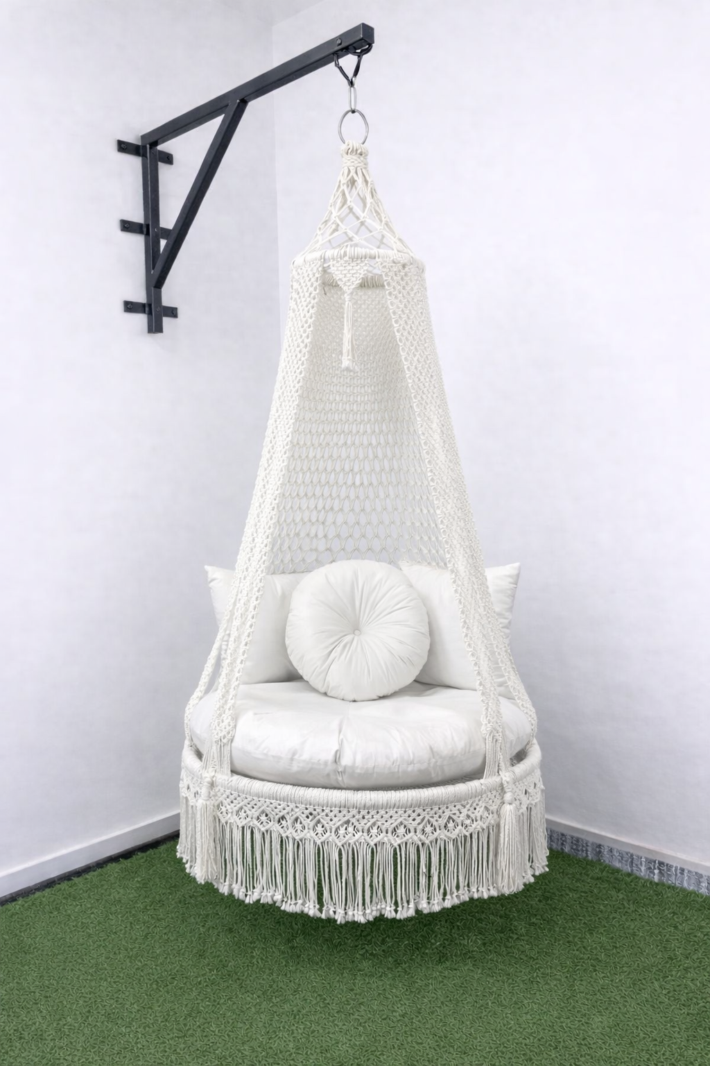 Macrame Swing Jhula In White Colour