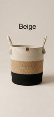 Handwoven Jute Cotton Rope Laundry and Storage Basket