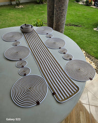 Handwoven Table Runner Set Jute and White
