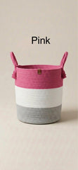Handwoven Jute Cotton Rope Laundry and Storage Basket