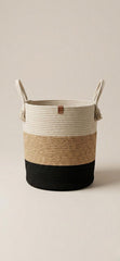 Handwoven Jute Cotton Rope Laundry and Storage Basket